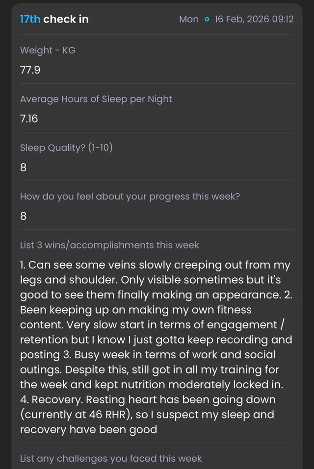 A weekly check-in inside the Ascend coaching app